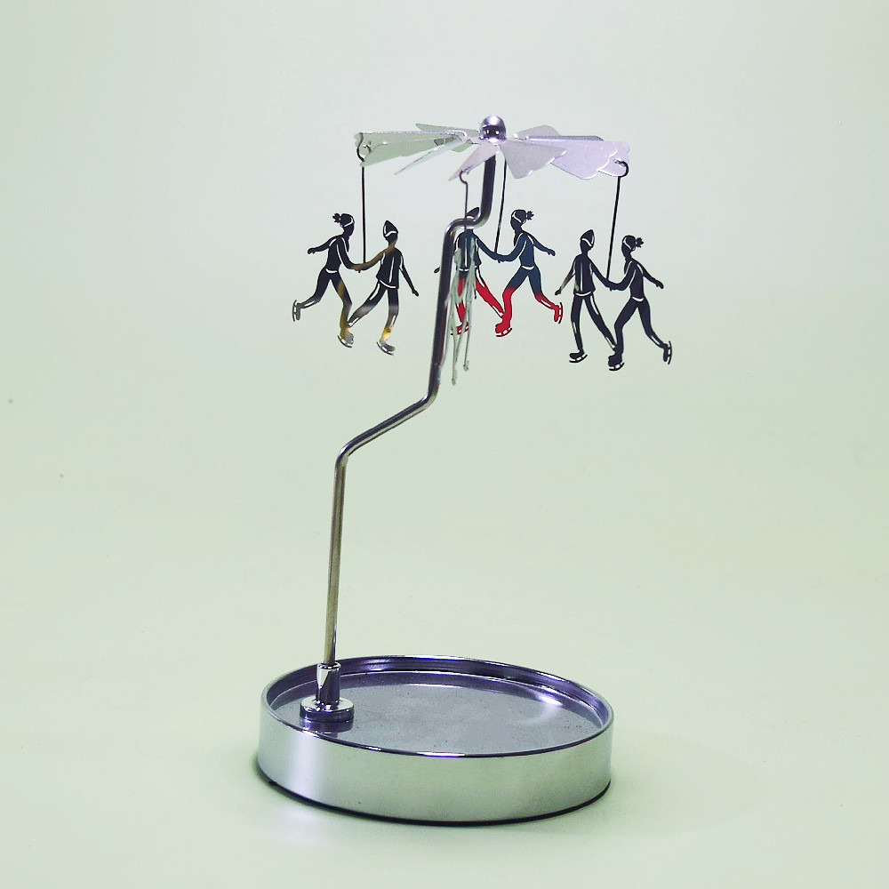 Fuente fabricante al por mayor Amazon INS bandeja redonda de acero inoxidable linterna giratoria giratoria candelabro de aromaterapia giratoria