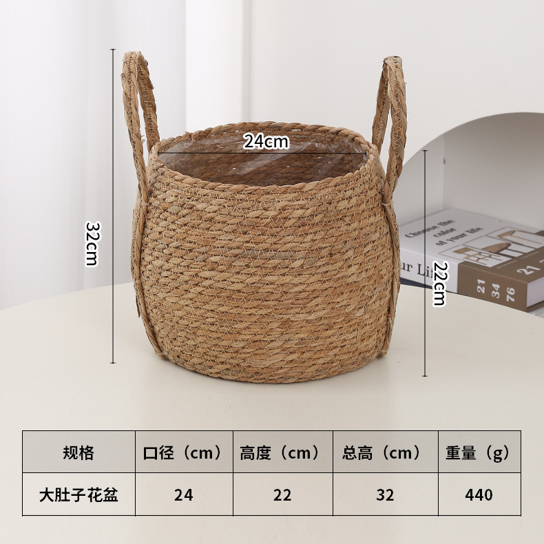 Maceta Tejida de Paja de Hierba de León, Impermeable y Decorativa, para Sala de Estar image 9
