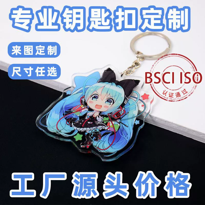 Acrylic keychain custom photo pendant, transparent insert, customizable size and finish