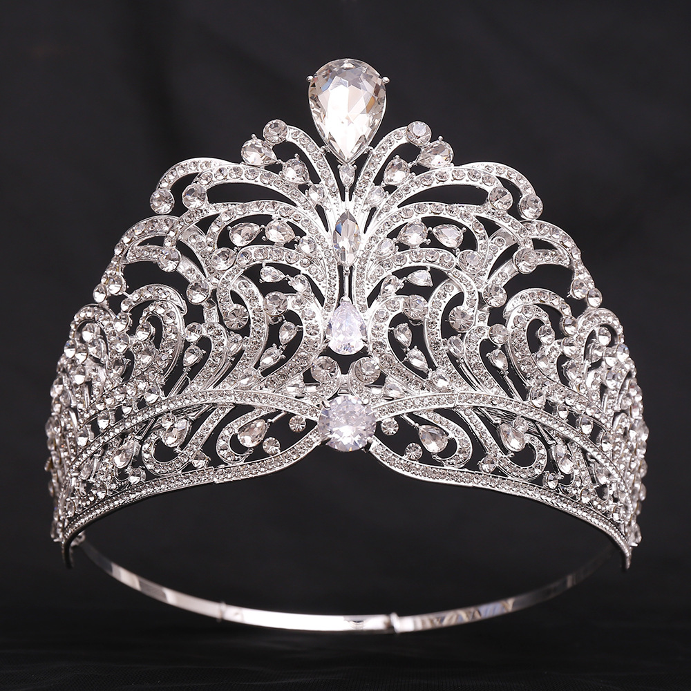 Queen Bridal Crown Alloy Inlay Artificial Crystal Rhinestones Zircon Crown display picture 1