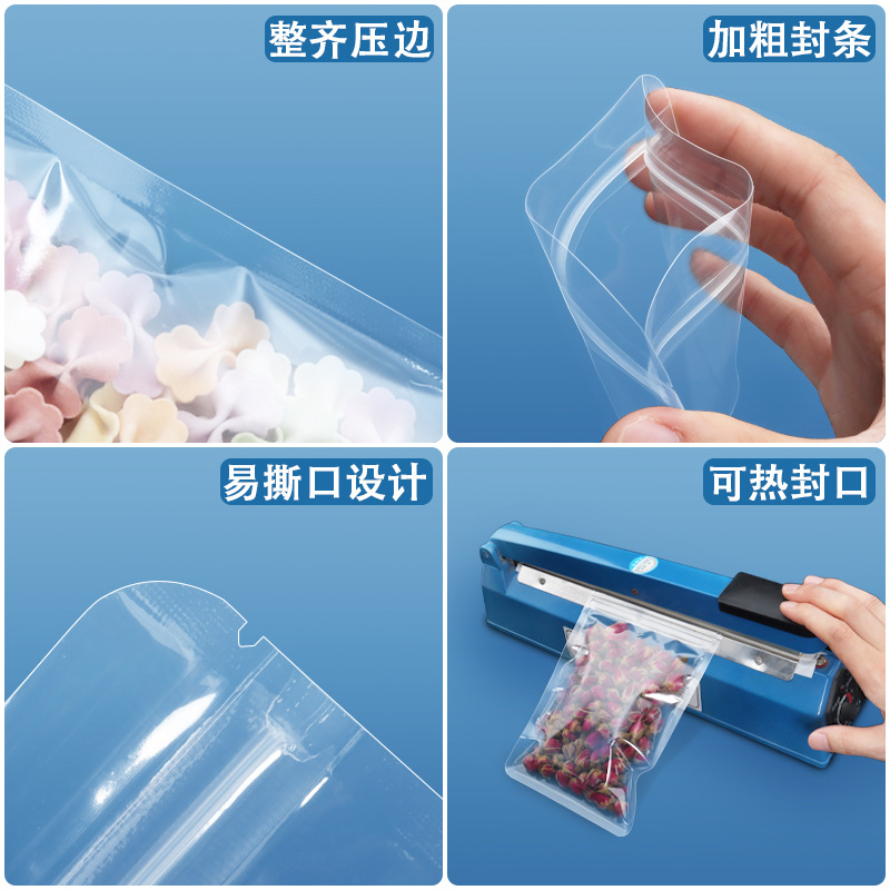 Esmerilado transparente bolsa de autosellado hueso tirando boca sellada de alta calidad alimentos sub-embalaje snack supermercado bolsa de embalaje de gran tamaño pequeño