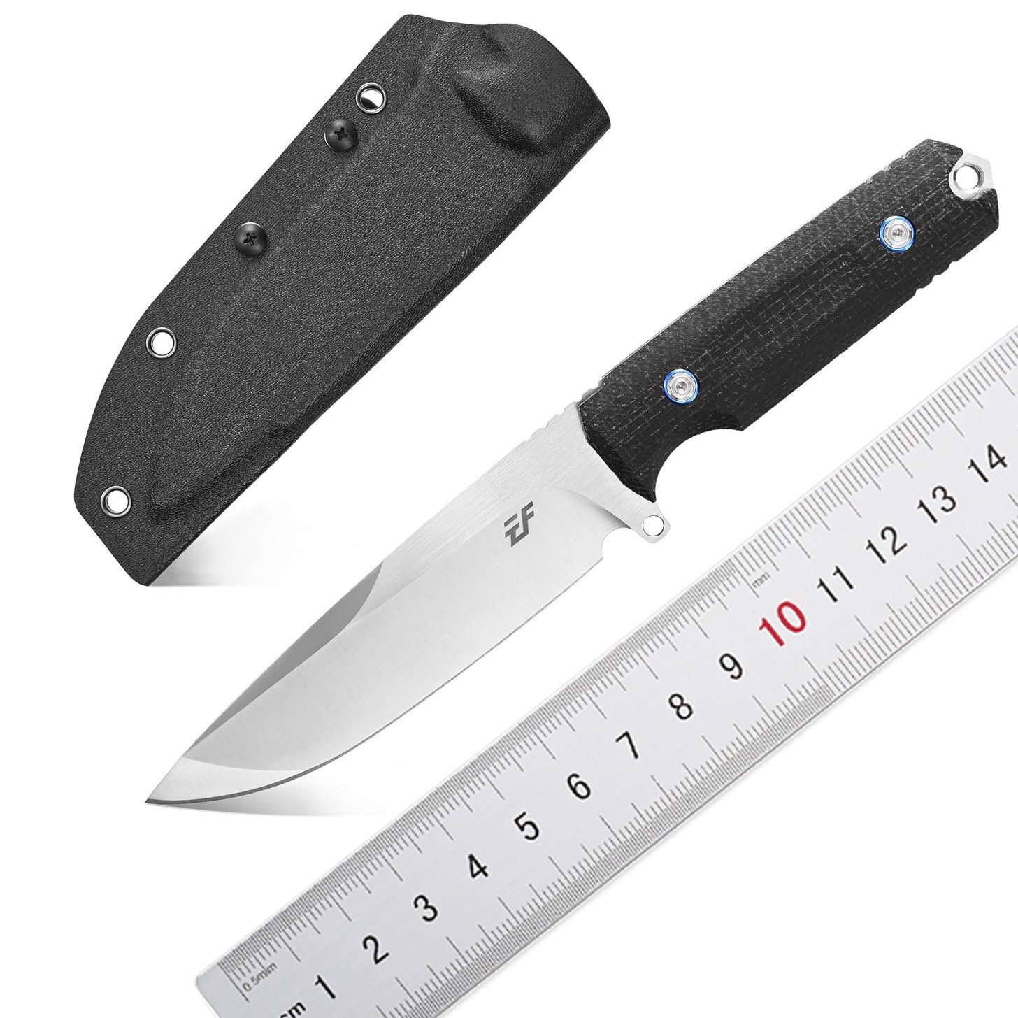 EF131直刀DC53钢材+进口亚麻手柄固定直刀，户外野营钓鱼工具刀