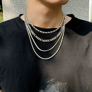 外贸创意男士项链 欧美时尚简约大气多层流苏金属配饰项链毛衣链