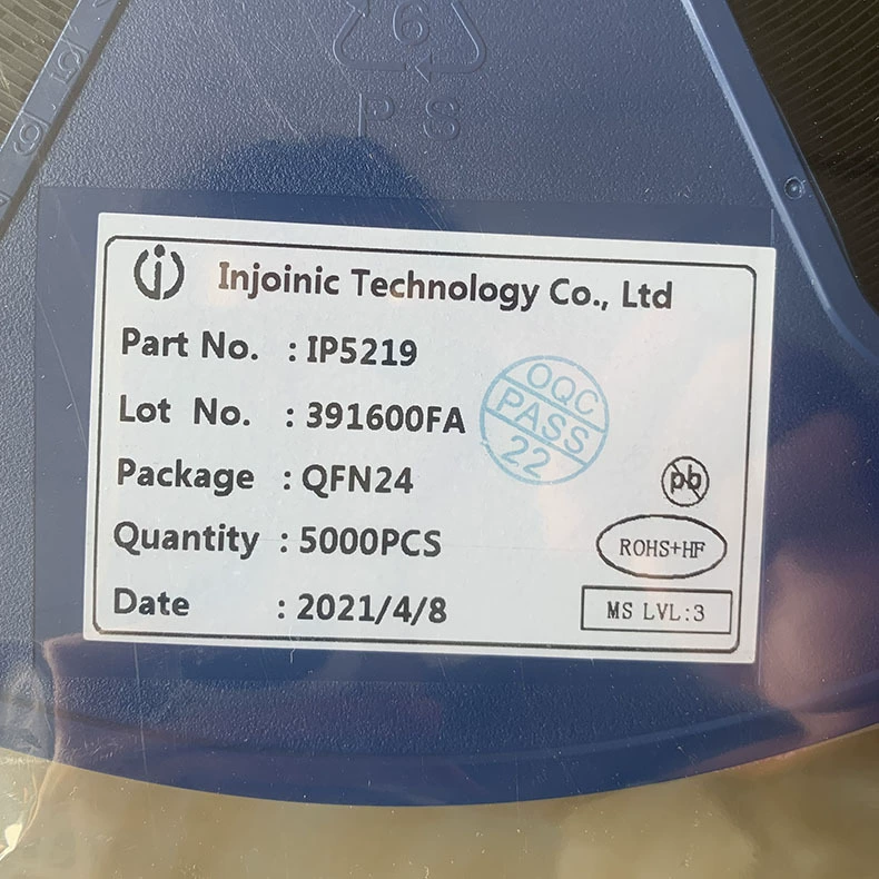 Контроллер зарядки Yingji IP5219 QFN24, управление зарядом, поддержка Type-C, заряд 2.1A, разряд 2.4A