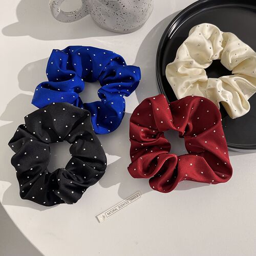 Korean high-end satin dotted large intestine hair ring fat intestine head rope French temperament silk head flower ball hair accessory