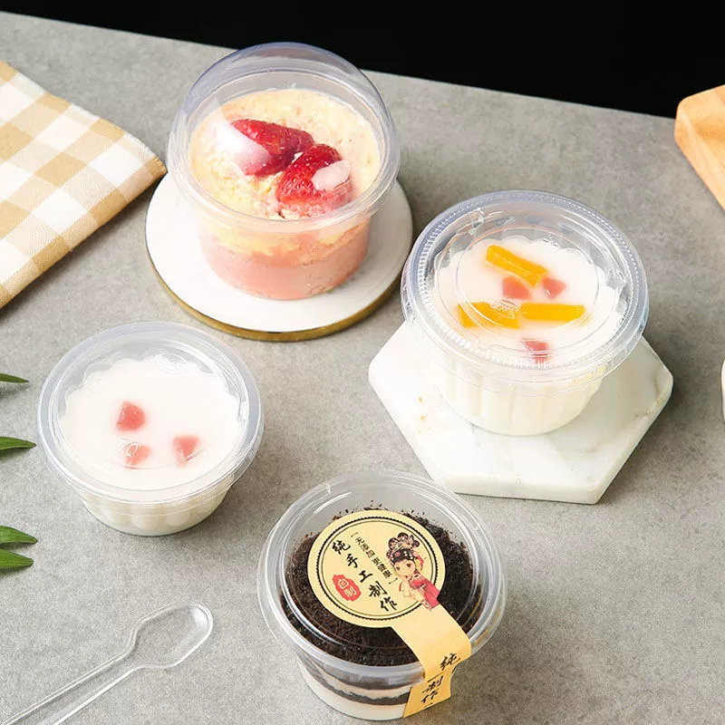 Pudding cup plastic disposable cup with a yogurt cup double -skinned turtle ice cream ice cream, dessert cup sauce cup
