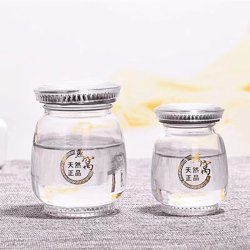 批发大肚玻璃鲜炖燕窝分装瓶即食鱼胶花胶密封瓶可蒸煮耐高温奶冻