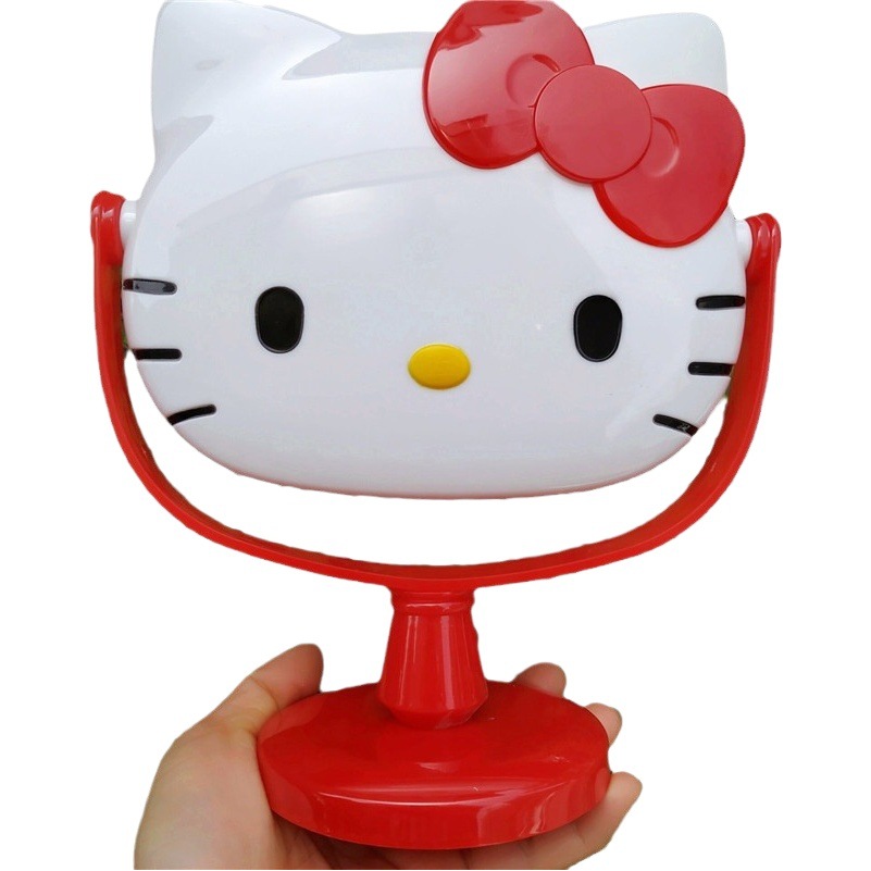 KITTY espejo de escritorio gatito espejo de maquillaje lindo KT espejo de escritorio DIY espejo de escritorio de diamantes de imitación