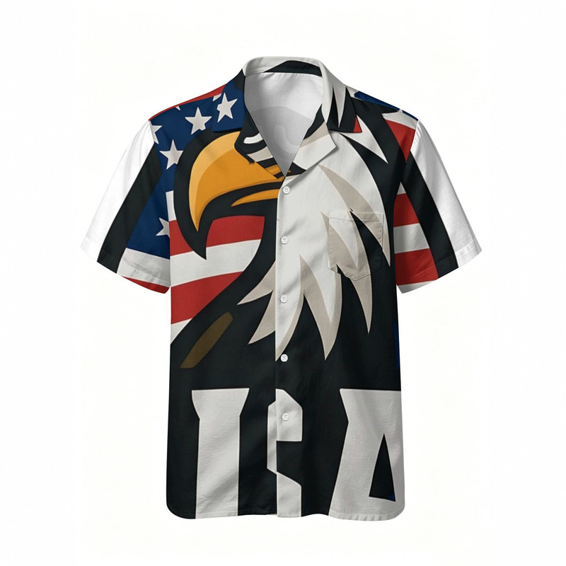 Cross-border American flag print European and American large size beach shirt, direct sales from foreign trade manufacturer, Independence Day themed shirt Cross-border American flag print European and American large size beach shirt, direct sales from foreign trade manufacturer, Independence Day themed shirt
