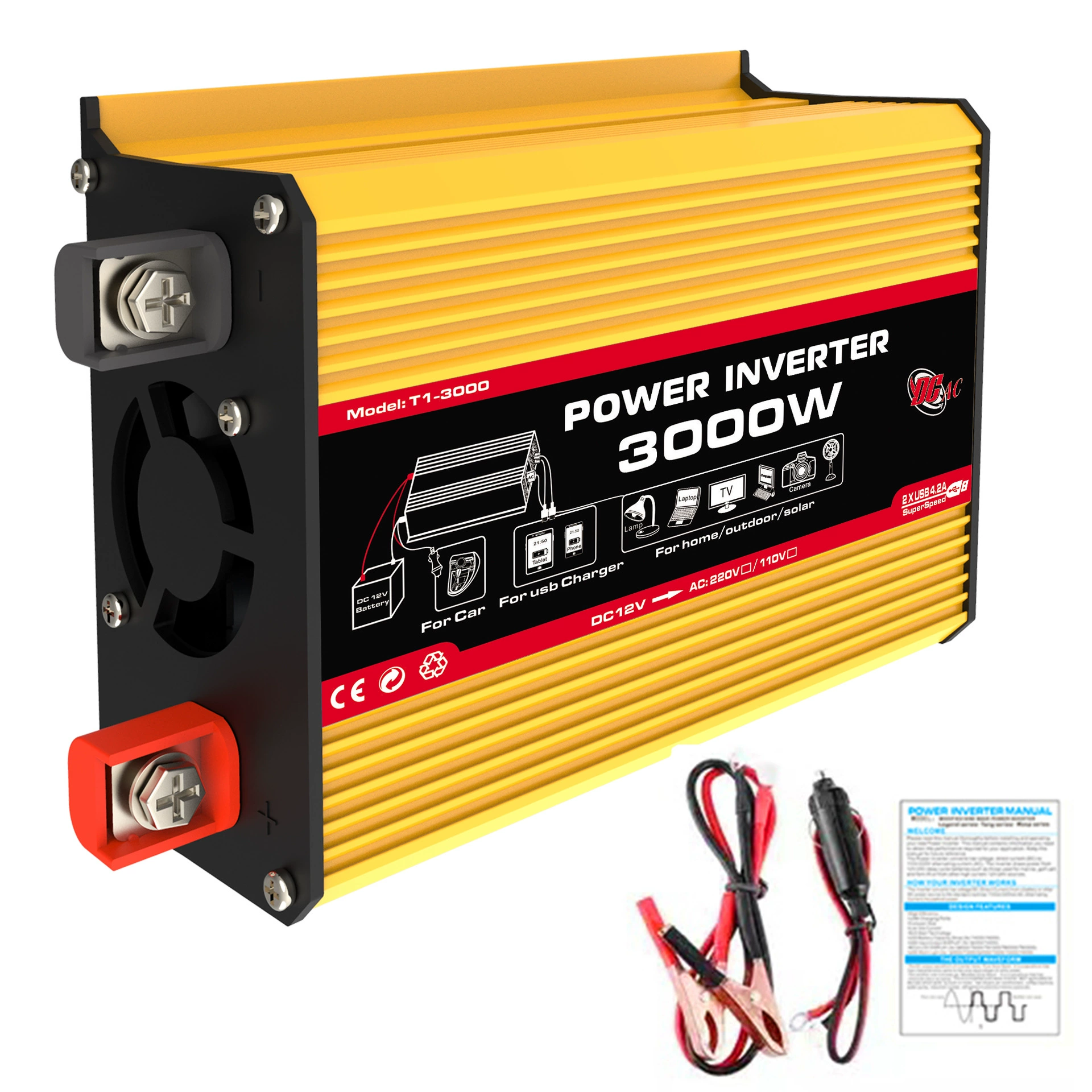 Рекаверж преобразователь 12V в 220V/110V 300W умный автомобильный инвертор кросс-бордер 3000W двойной USB