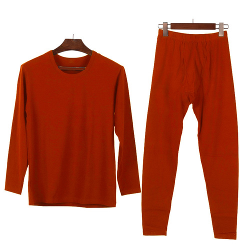 Men's pure cotton autumn clothes and autumn trousers set round neck thermal underwear wholesale lightweight breathable warm base layer men's autumn trousers