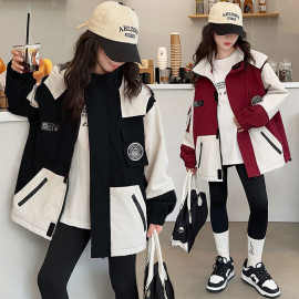 女童秋冬外套2024新款童装中大童衣服女孩洋气冲锋衣儿童秋冬款
