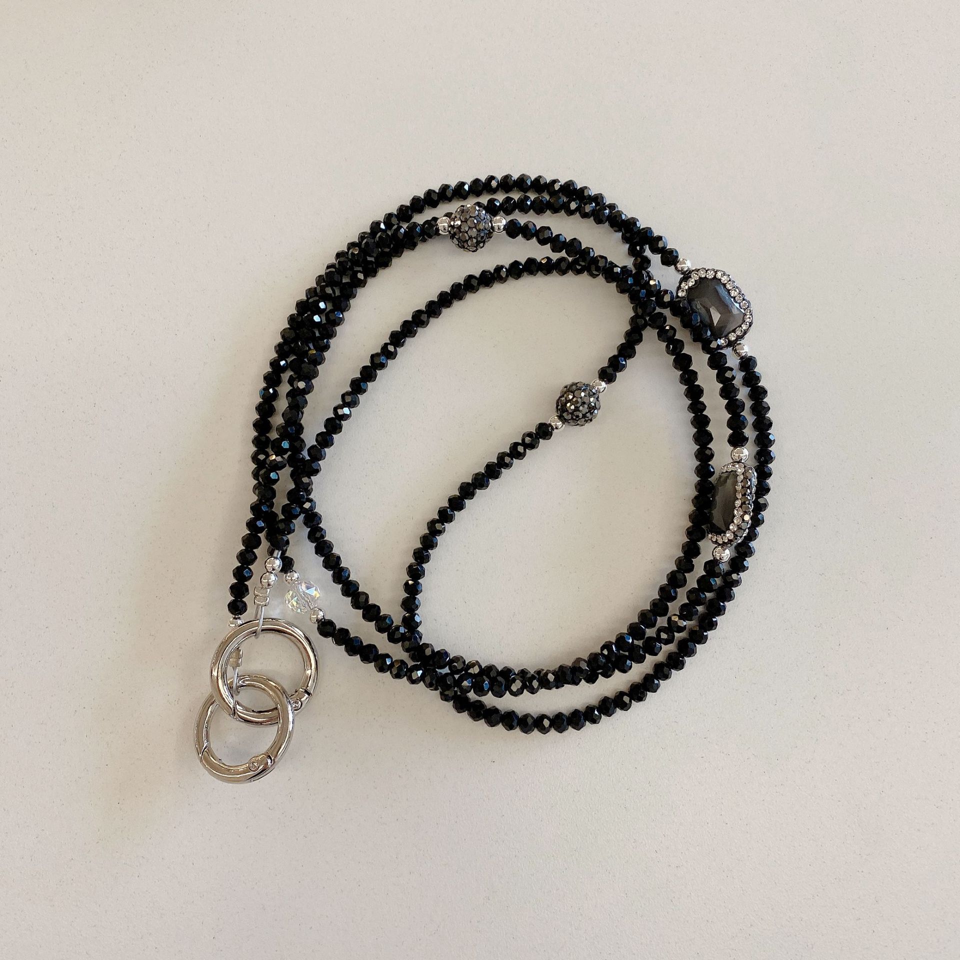 Mujeres de alta calidad hechas a mano colgante de teléfono móvil colorido pulsera de cristal larga moda colgante de teléfono móvil larga camisa