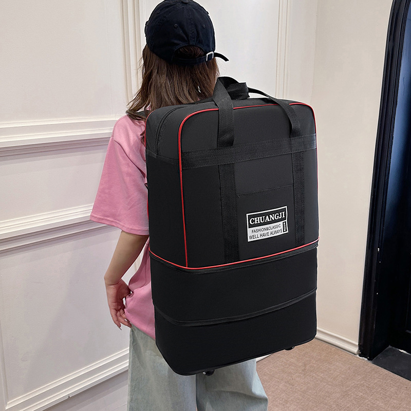 Bolso de viaje de expansión de múltiples capas plegable transfronterizo, equipaje de gran capacidad, equipaje aéreo, almacenamiento en movimiento, remolcador, bolsa de lona