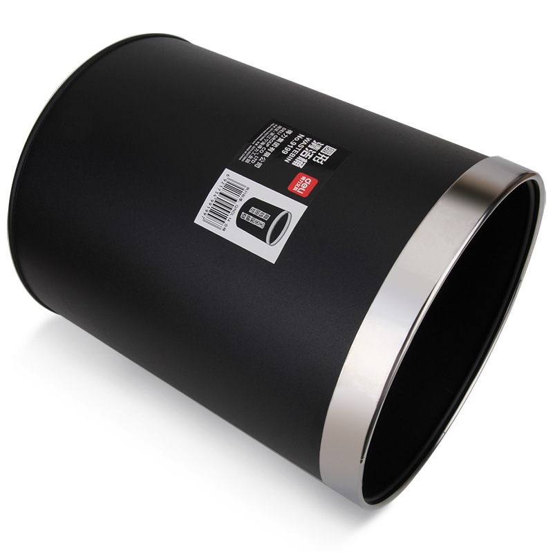 Deli 9199 Cubo de limpieza anillo presión Acero inoxidable cesta papel hogar Hotel cocina basura