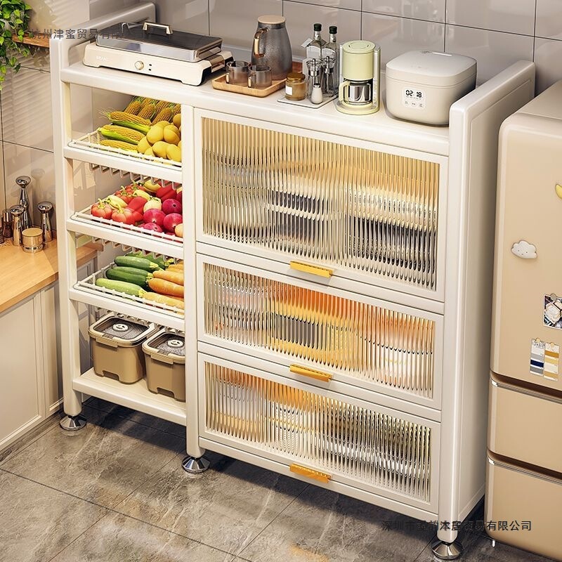 Kitchen multifunctional storage rack with doors, floor-standing multi-layer microwave oven basket, sideboard storage cabinet, bowl cabinet Kitchen multifunctional storage rack with doors, floor-standing multi-layer microwave oven basket, sideboard storage cabinet, bowl cabinet