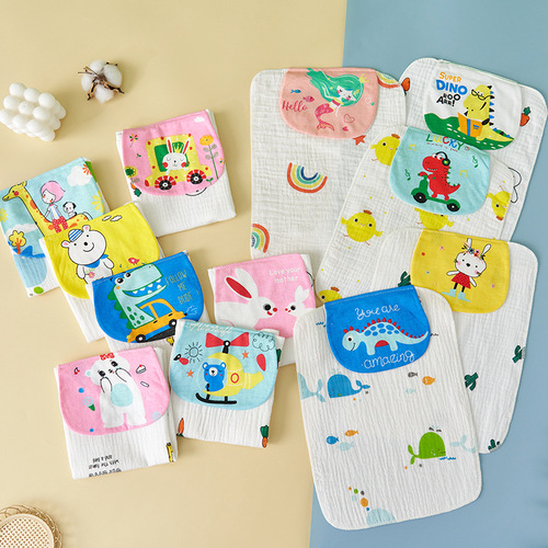 Sweat-absorbent towel baby cotton wrinkle cloth sweat-absorbent towel children's sweat-proof towel kindergarten pad sling newborn baby sweat-proof towel
