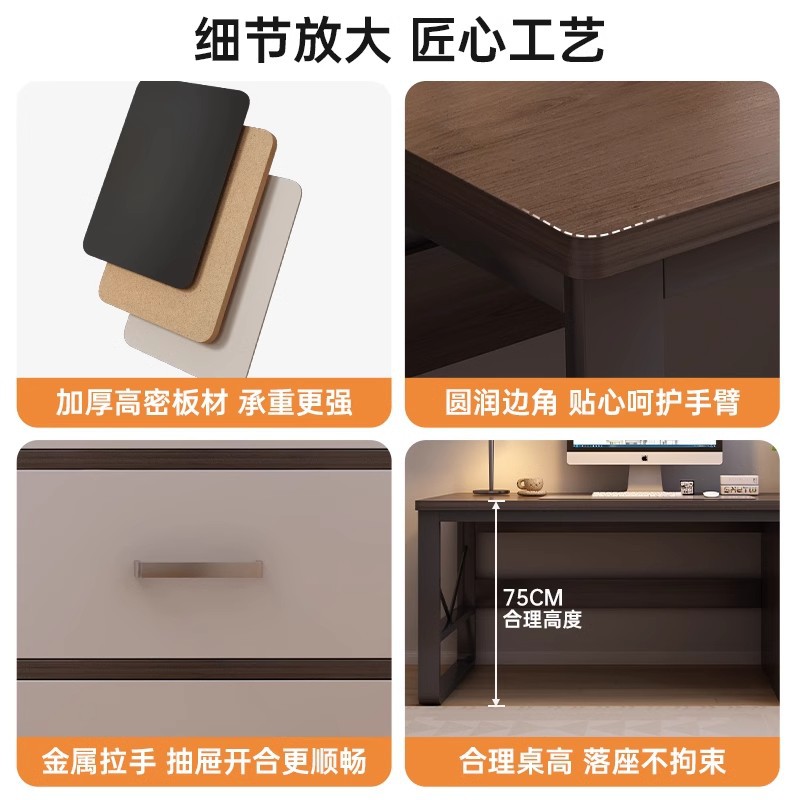 Escritorio para computadora de escritorio con cajón, escritorio para el hogar, dormitorio, escritorio de estudio para estudiantes, casa de alquiler, escritorio simple de tira larga