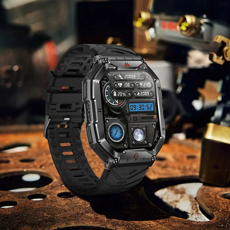 Умные часы KR82 Bluetooth с голосовым помощником, шагомер, компас, тройная защита, уличные спортивные часы, кроссборд