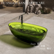 民宿透明浴缸人造石树脂彩色水晶薄边网红款鹅蛋浴缸酒店泡澡浴盆