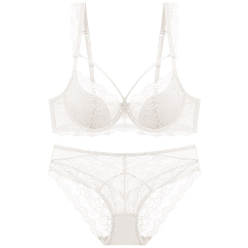 European and American sexy lace underwear for women, thin cotton, big breasts, small, comfortable, breathable, push-up, large size bra set