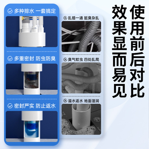 Kitchen sewer pipe drainage pipe three-way sink vegetable basin wash basin water purifier anti-return odor water distributor joint