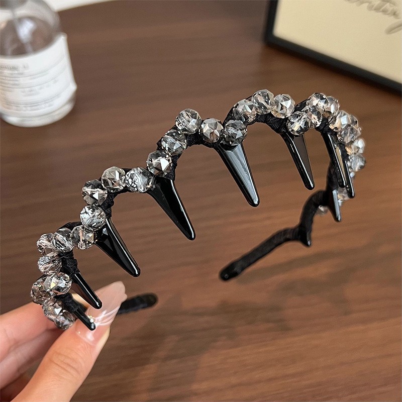 Black handmade crystal beaded headband