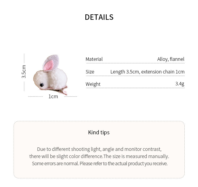 7g Weight Cute Sweet Korean Style Women's Rabbit Mouth Alloy Plush Hair Clip