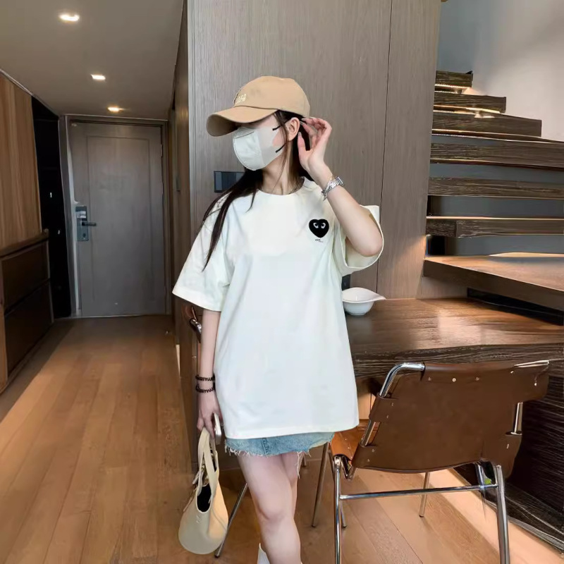 Ader Short-Sleeved T-Shirt Women's 2024 Spring New Clothes Trendy Brand Heart Decoration Loose Women's Bottoming Shirt Top