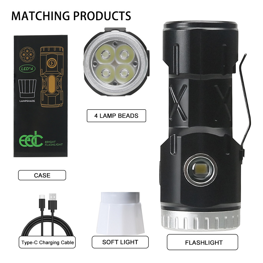 Nueva iluminación al aire libre transfronteriza linterna multifuncional de luz alta, lámpara de sujeción magnética móvil, linterna de luz alta