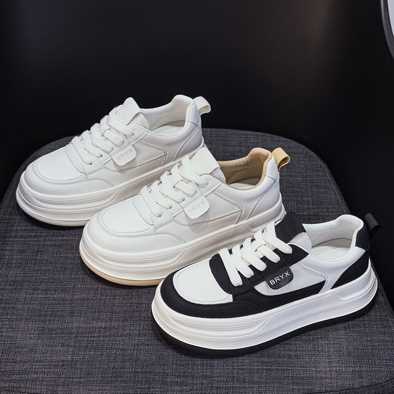 Women's White Platform Trainers Breathable Lightweight Sneakers_voghion.com