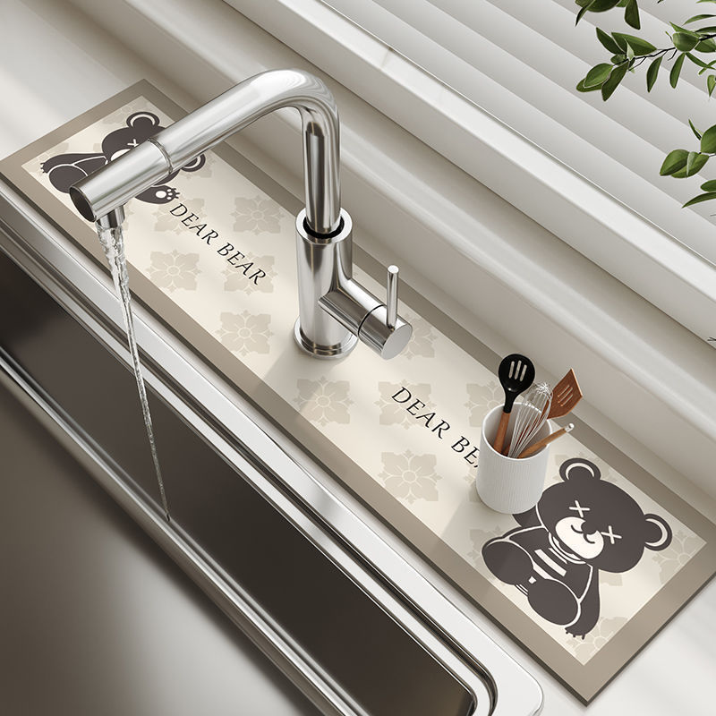 Cross-Border Cartoon Diatomaceous Earth Floor Absorbent Mat for Bathroom, Shower, Sink Splash Guard, Kitchen Faucet