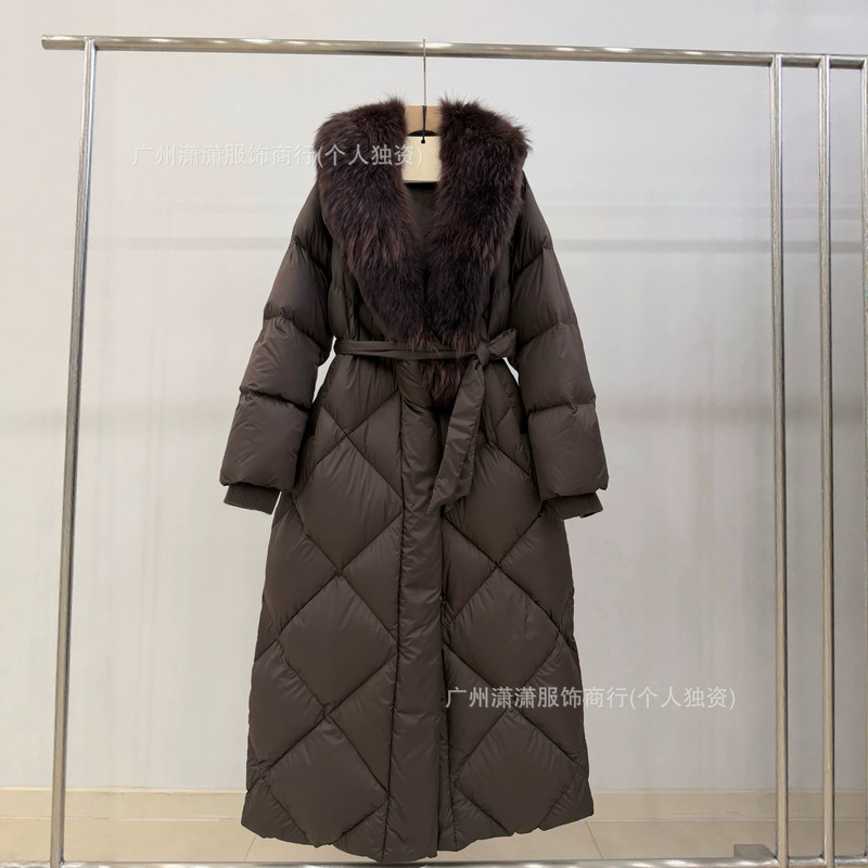 26 Winter New Model Fox Fur White Duck Down Jacket for Women, Hooded, Belted, Slimming, Quilted, Extra Long, High-End 26 Winter New Model Fox Fur White Duck Down Jacket for Women, Hooded, Belted, Slimming, Quilted, Extra Long, High-End