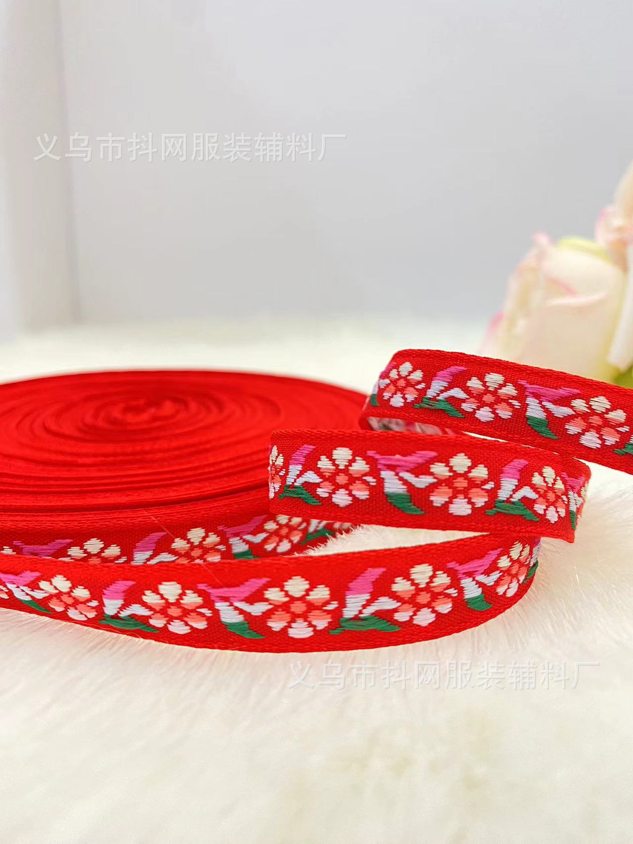 1.2cm Yizhihua Bordado de estilo étnico DIY hecho a mano con lazo Cinta para el cabello Tocado Hanfu Performance Clothing