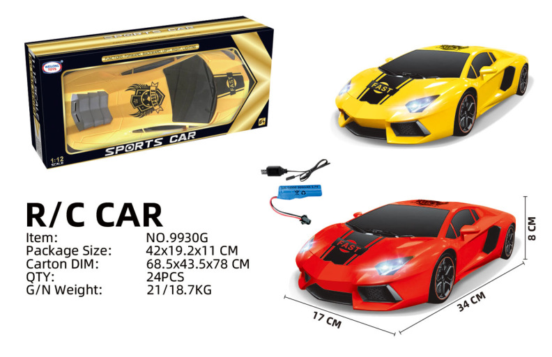 Coche de Carreras de Control Remoto Inalámbrico para Niños, Simulación de Coche Deportivo con Luces, Juguete para Niños, Modelo de Coche, Venta al por Mayor