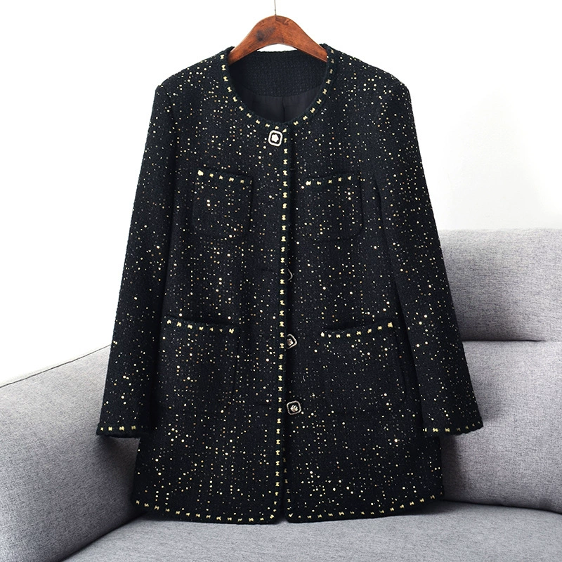 Новый плюс размер длинный французский Шанель пальто пухлые девушки Дизайн Свободные Круглый шею шерстяное пальто 200 кг