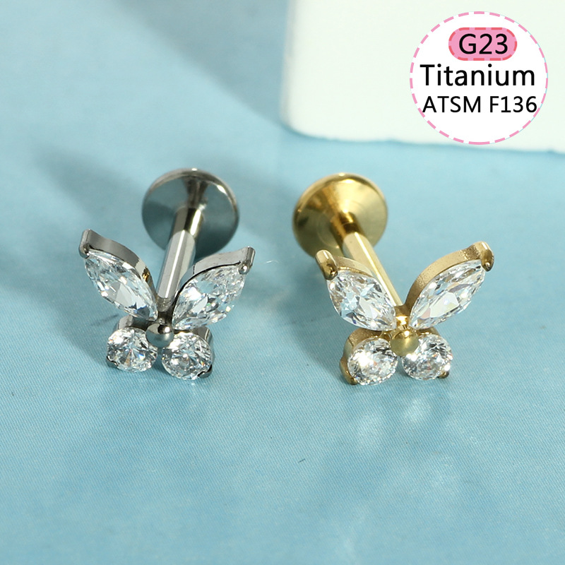 Pointed titanium steel lip stud product view