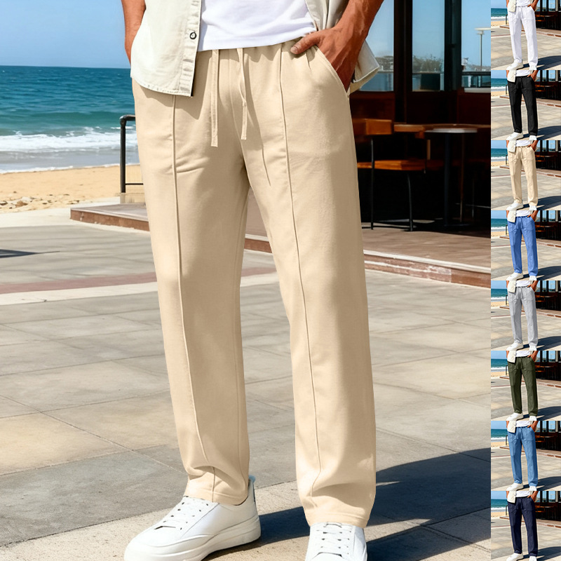 25亚马逊跨境欧美热卖新款宽松男士针织休闲运动商务慢跑直筒长裤