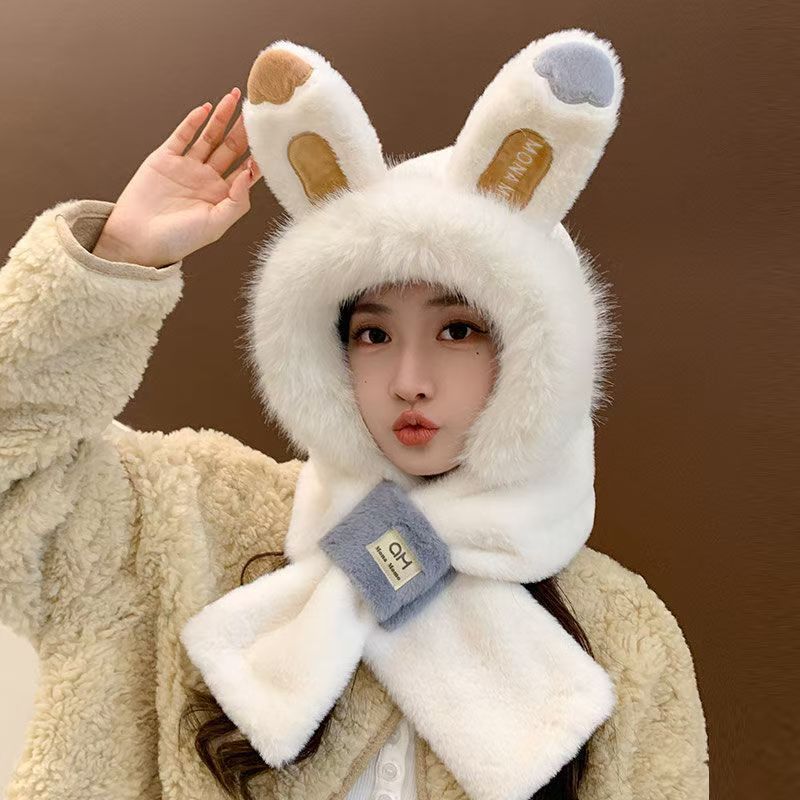 Sombrero de zorro, bufandas, sombrero de peluche de invierno, máscara, cuello con capuchilla, invierno, estilo coreano de moda caliente.