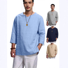 跨境外贸男装新款ebay亚马逊男士宽松纯色休闲特大码衬衫