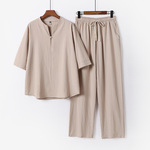 八段锦太极练功服男套装薄款禅修服大码唐装汉服国风居士服男装