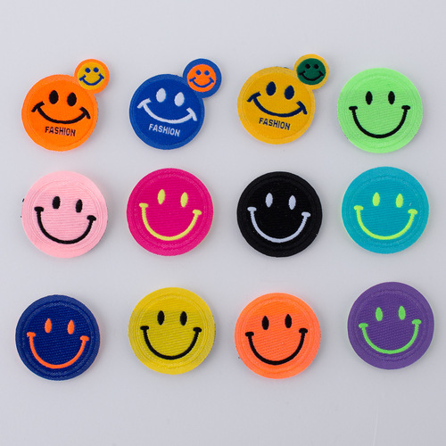 New smiley face cloth label clothing socks and hats with decorative cloth label patch stickers DIY handmade product decorative stickers