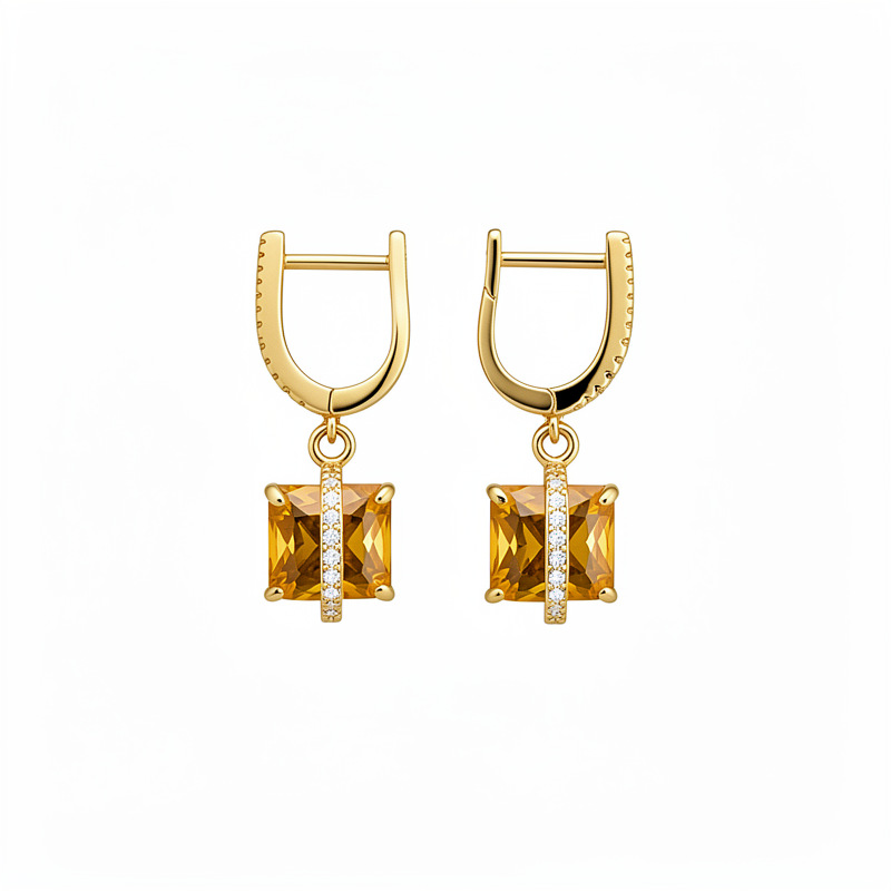 Temperamento exquisito, collar de pendientes retrógrados cuadrados, lujo ligero, nicho, cadena de clavícula, conjunto de joyas al por mayor.