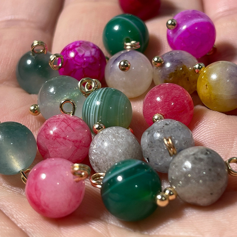 New Chinoiserie Natural Stone Imitation Jade Agate Round Bead Buttons Colorful Cheongsam Buttons Tang Suit Han Dynasty Decorative Shirt Buttons