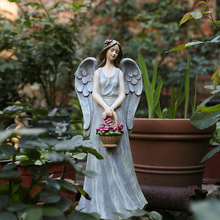 庭院装饰 户外花园 美式乡村园艺装饰品树脂人物小天使花仙子摆件