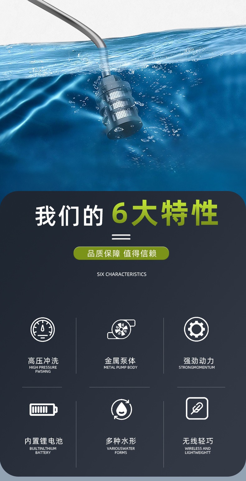 Cross-Border Wireless High-Pressure Water Gun Car Washing Machine Household Rechargeable Lithium Battery Car Washing Water Gun Electric Car Washing Machine Factory Direct Sale