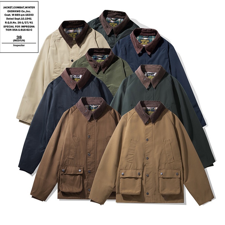 Okonkwo Waterproof Hunting Waxed Jacket Trench Coat Workwear an Xin Same Style Classic Bedale