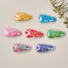 pvc流沙发夹亮片珠片爱心款diy夹发卡边夹儿童头玩具文具饰品配件