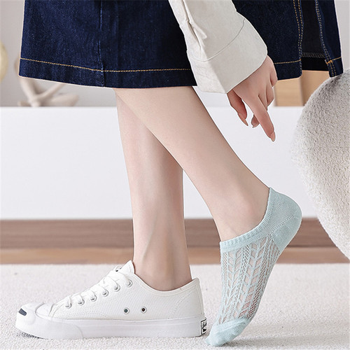 Boat socks for women spring and summer thin summer breathable mesh air-conditioning socks shallow mouth socks with silicone non-slip invisible socks