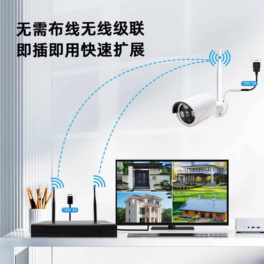 4-Kanal-3MP-WiFi-Kamera-Systemset